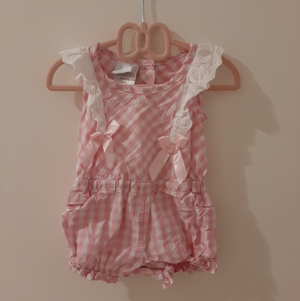 Pink checkerboard Romper